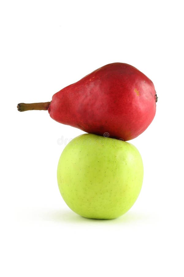 Red pear and green apple