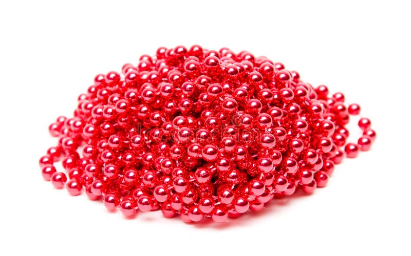 Red pearls imitation stock photo. Image of isolated, jewelry 4453240