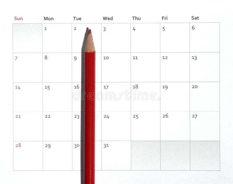 Red Pencil On Calendar