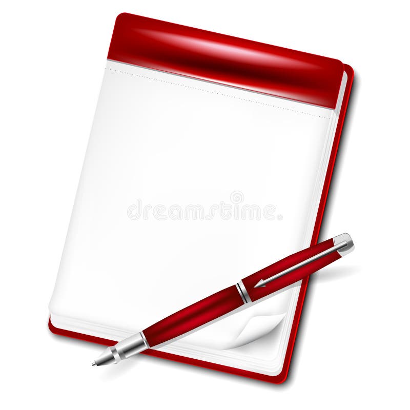 Red pencil and paper notebook royalty free illustration