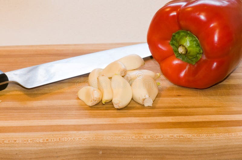 Red pepper and garlic cloves