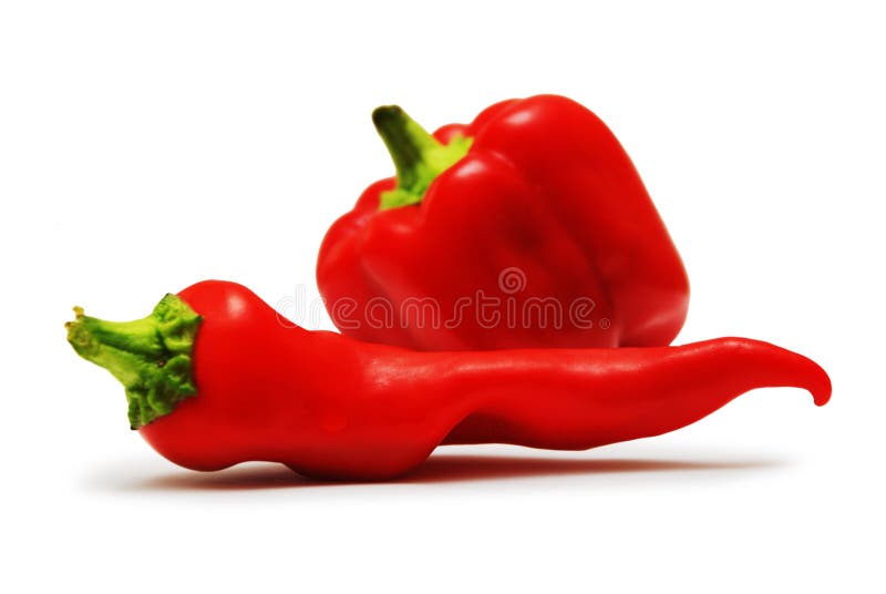 Red peppers isolated