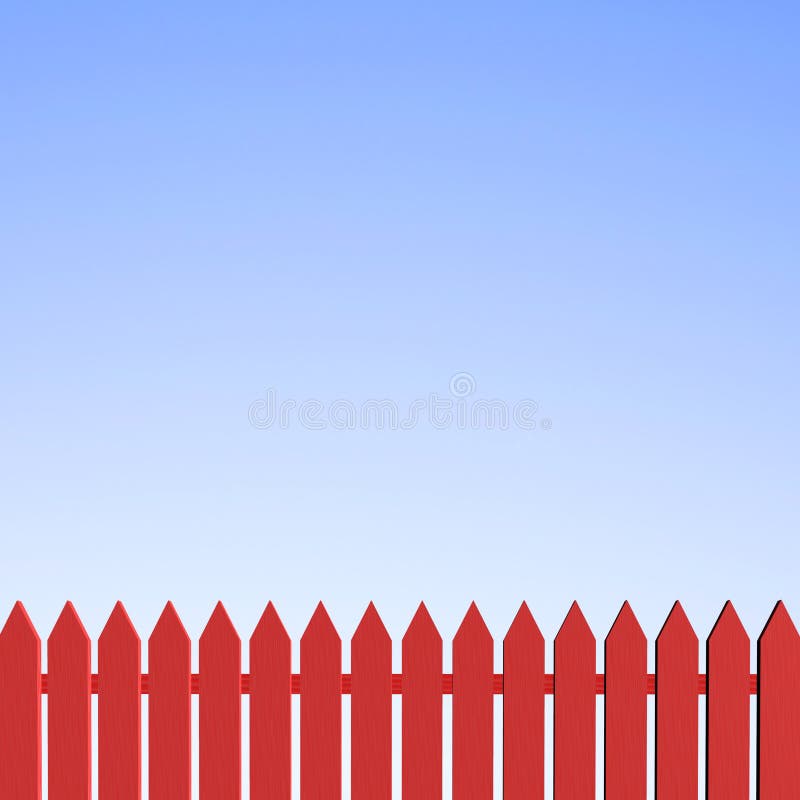 Red Picket Fence And Clear Blue Sky Stock Image Image of copy, space
