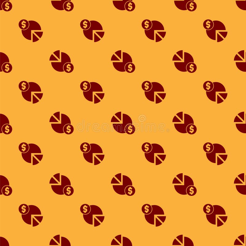 Red Pie Chart Infographic and Dollar Symbol Icon Isolated Seamless