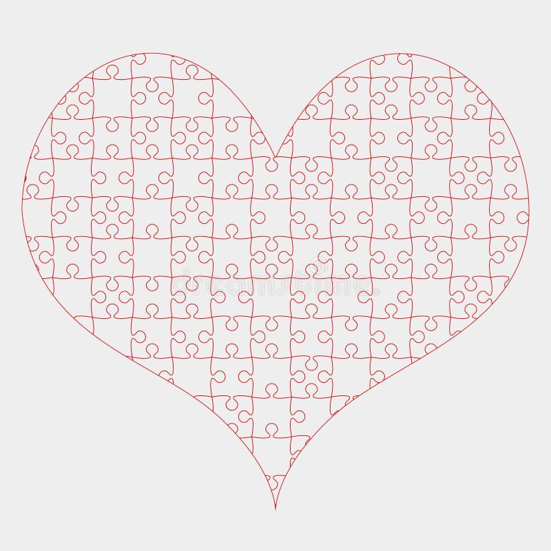 Heart Puzzle Piece Outline Stock Illustrations – 388 Heart Puzzle Piece