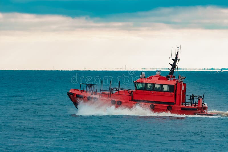 Red pilot ship stock image. Image of salvation, moving 88475737