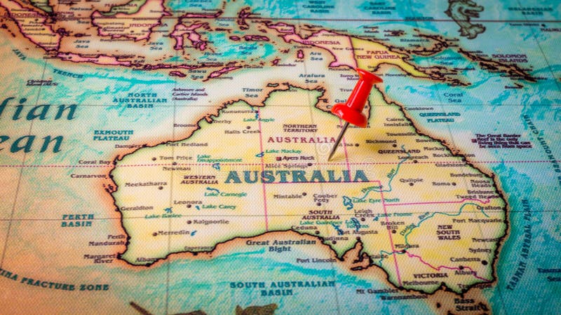 Red pin on Australia map