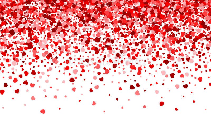 Red and pink hearts confetti on white background. Valentines Day vector illustration