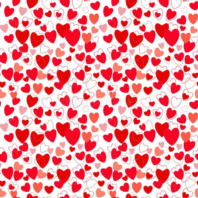 Red and Pink Hearts Seamless Pattern. Stock Vector Illustration of