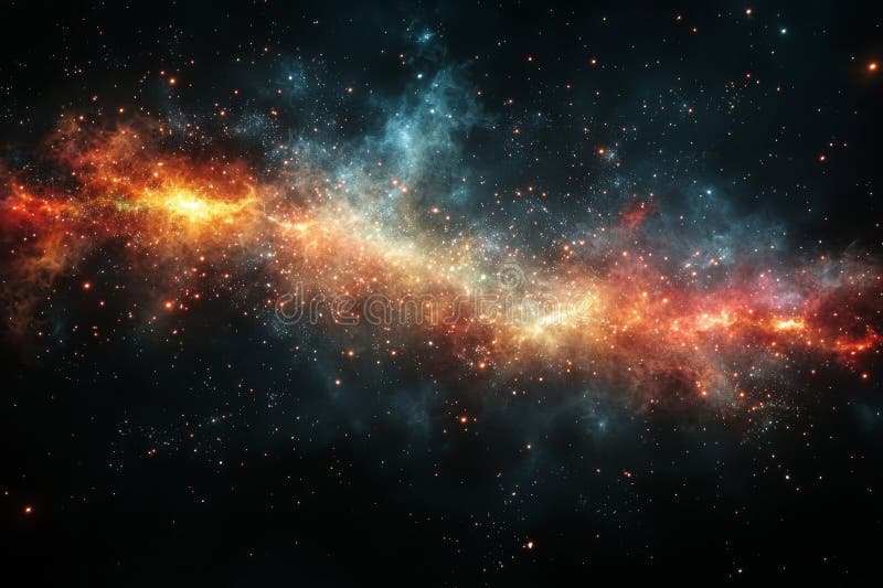 Red and pink sparkling fireworks bursting against a black night sky on New Year& x27;s Eve royalty free illustration