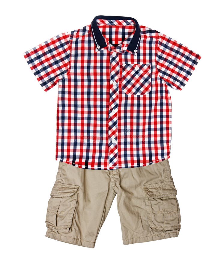 Red Plaid Shirt with a Short Sleeve and Shorts Stock Photo - Image of ...