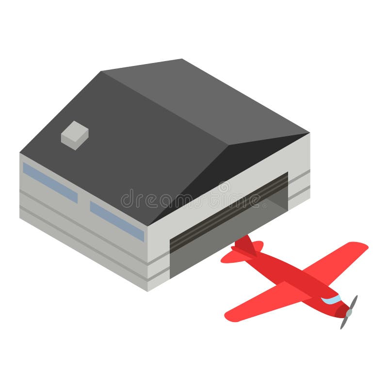 Red plane icon, isometric style vector illustration