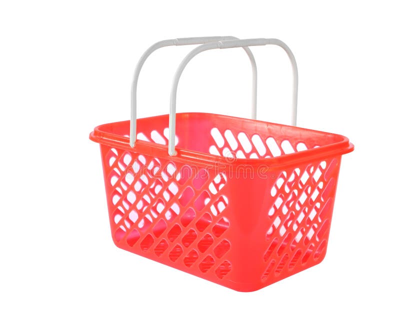 Red Plastic Basket Isolated on White Background Stock Image Image of