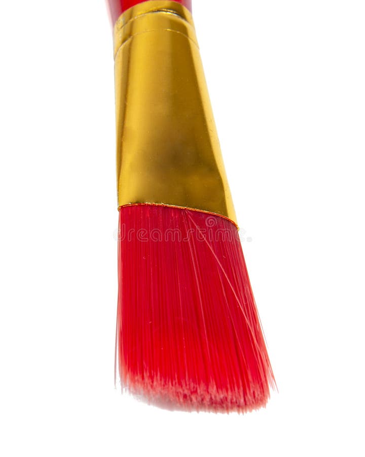 Red Plastic Brush for Paint Isolated on the White Background Stock