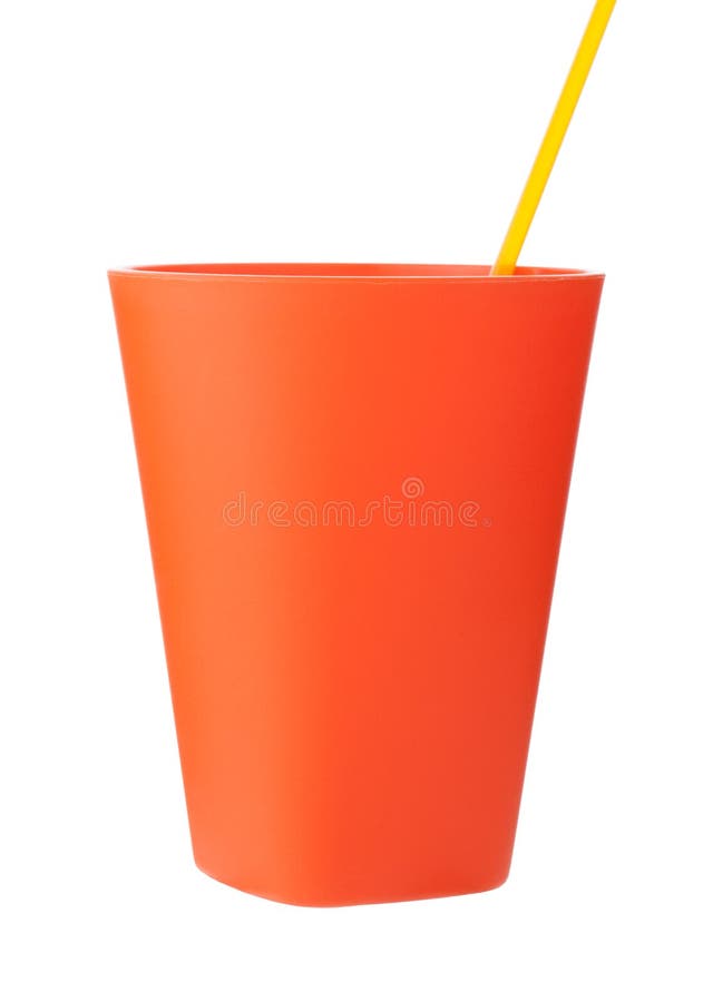 Yellow Plastic Cup with Straw Isolated on White Stock Photo Image of