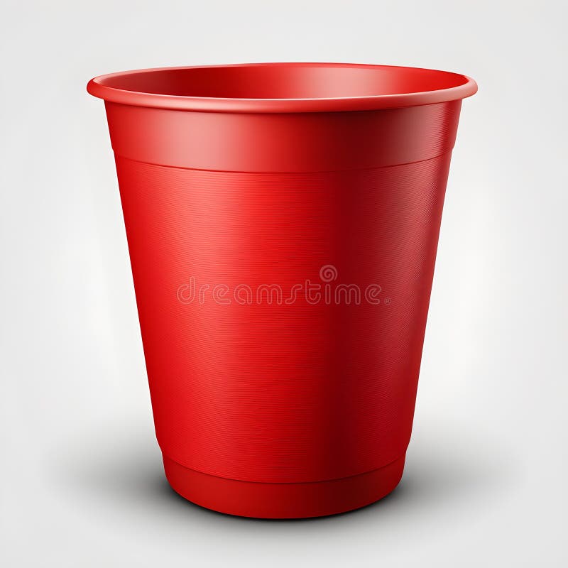 Red Plastic Party Cups Set Isolated On White Background Stock