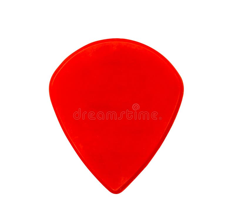 Red plastic guitar thick or heavy pick isolated on white royalty free stock image Red plastic guitar thick or heavy pick isolated on white royalty free stock image