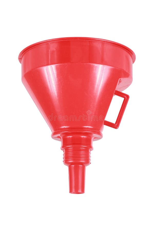 Red Plastic Liquid Filter Funnel Isolated on White Stock Image Image