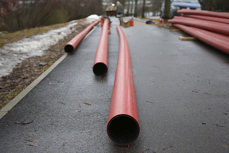Red plastic pipes stock photo. Image of pumber, cutout 87395134