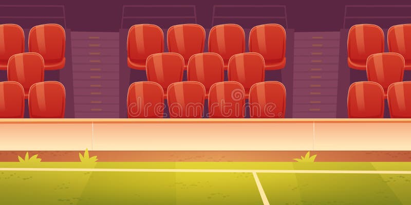 Red Plastic Seats On Sport Stadium Tribune Stock Illustration