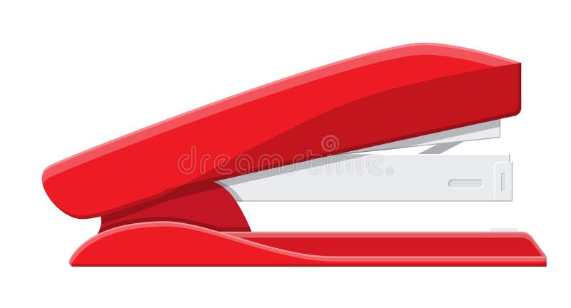 Red plastic stapler.