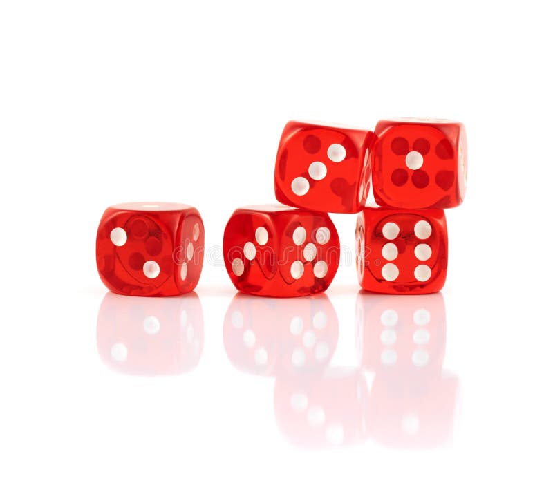 Red playing dices isolated
