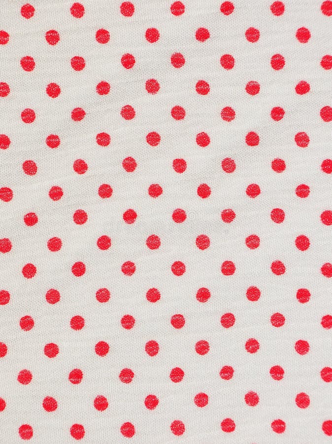 Red ploka dot on white fabric texture vector illustration
