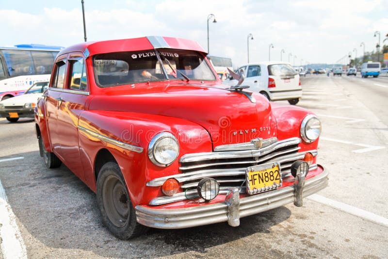 Red Plym Outh oldtimer car, Havana, Cuba royalty free stock photo Red Plym Outh oldtimer car, Havana, Cuba royalty free stock photo