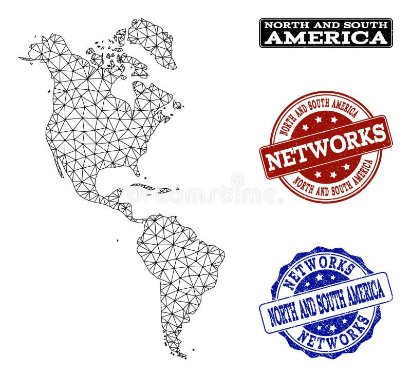 Red poligonal Mesh Vector Map del sur y de los sellos del Grunge de Norteamérica y de la red libre illustration Red poligonal Mesh Vector Map del sur y de los sellos del Grunge de Norteamérica y de la red libre illustration