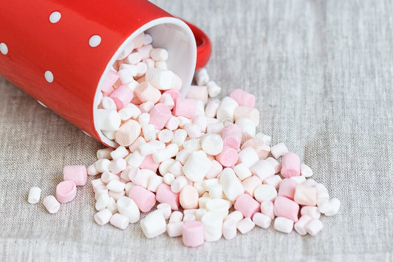 Red Polka Dot Cup Filled Marshmallow Stock Photo Image of snack, food 73930518