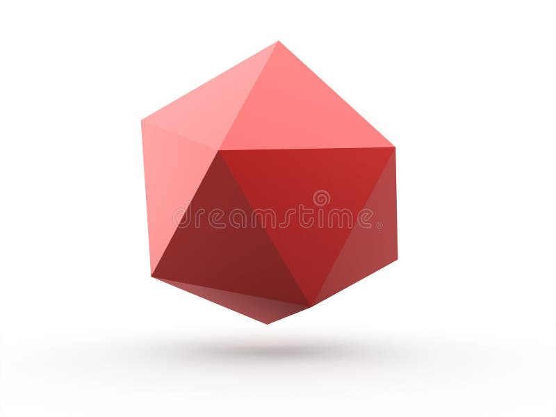 Red polygonal sphere element isolated