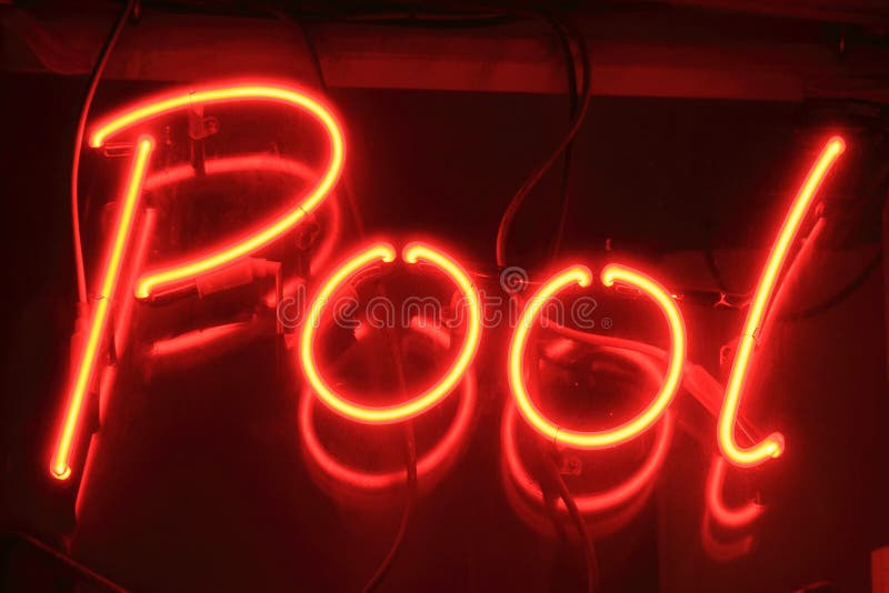 Red pool neon sign stock image. Image of entrance, neon 22134723