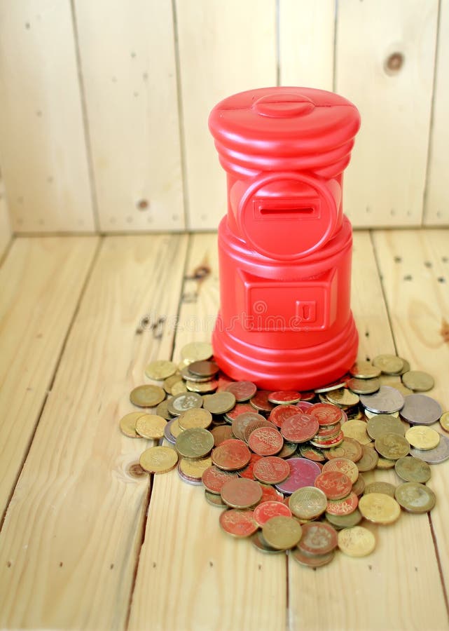 Red post office coin tube stock photo. Image of post 64976782