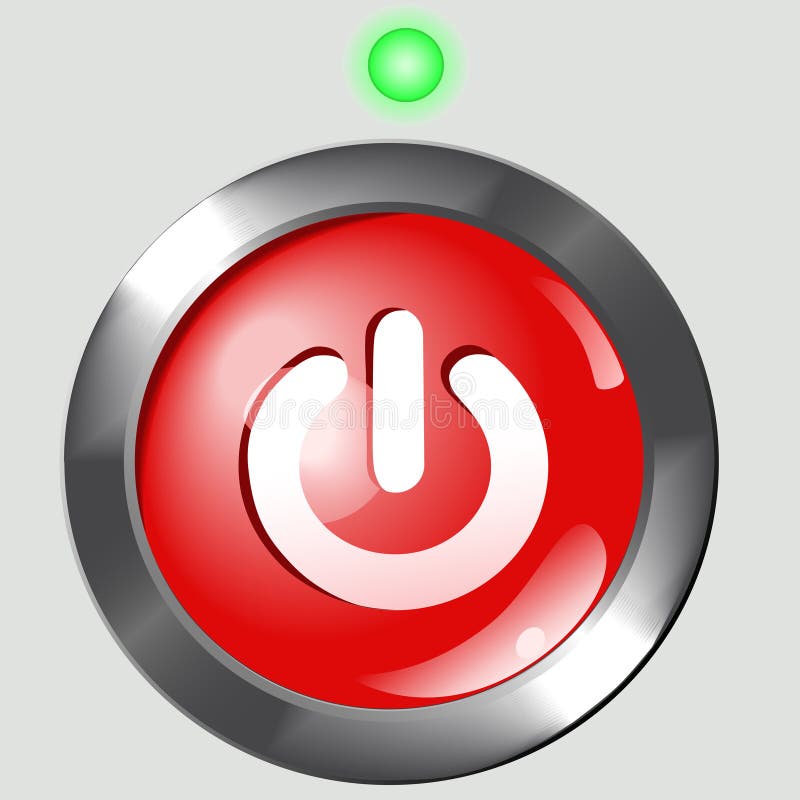 Red Power Button ON Background Stock Vector - Illustration of graphic