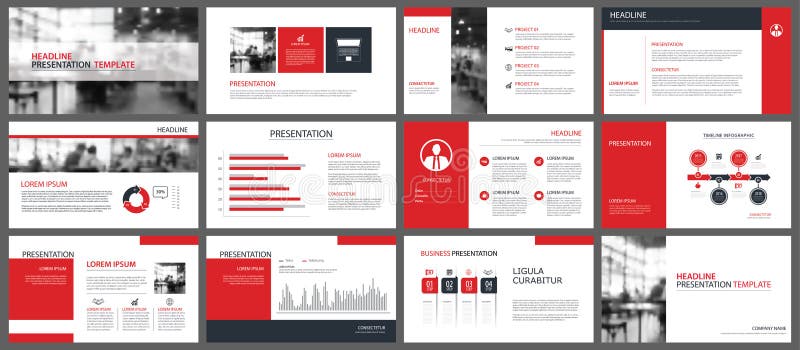 Black And Red Presentation Templates. Elements For Infographics, Flyer ...