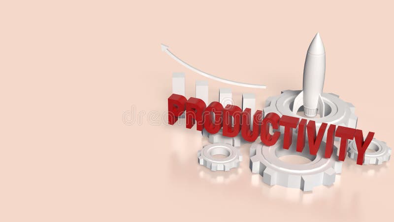 The red Productivity text and rocket chart for Business concept 3d rendering royalty free illustration
