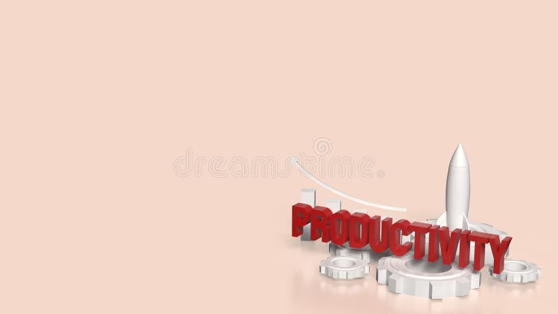 The red Productivity text and rocket chart for Business concept 3d rendering royalty free illustration