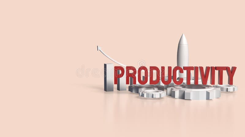 The red Productivity text and rocket chart for Business concept 3d rendering vector illustration