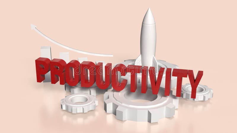The red Productivity text and rocket chart for Business concept 3d rendering royalty free illustration