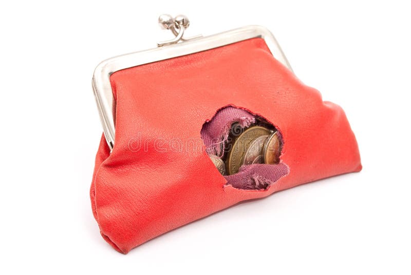 Red purse with hole