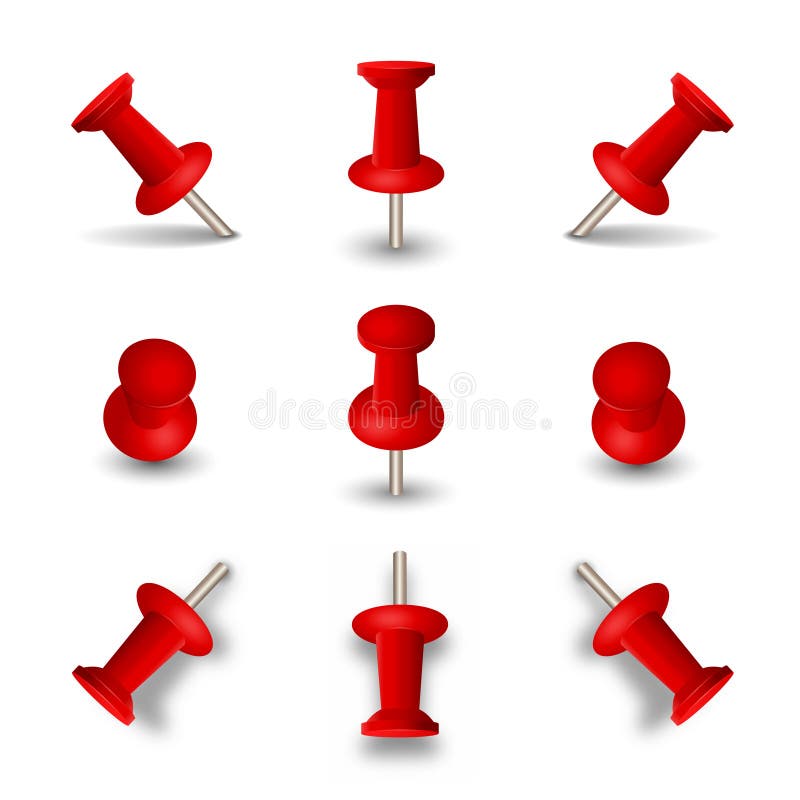 Collection of various red push pins. Thumbtacks on white Stock Photo by  ©tampatra@hotmail.com 189597070