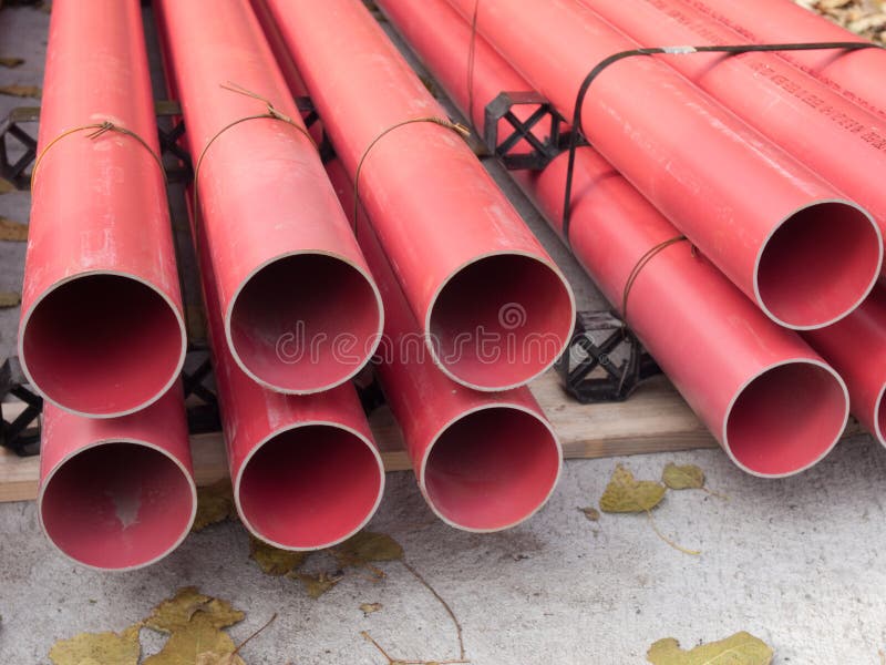 Red PVC Pipes stock image. Image of sewage, drainage 12404617