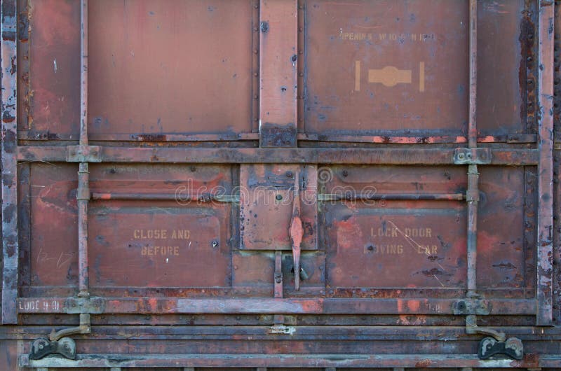 Red Railroad car door stock image. Image of latch, rusty 15190751