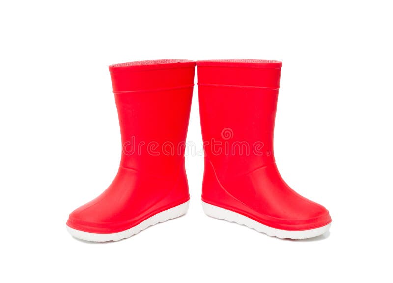 Red rainboots isolated on white background. Rubber boots for kids. Red rainboots isolated on white background. Rubber boots for kids.