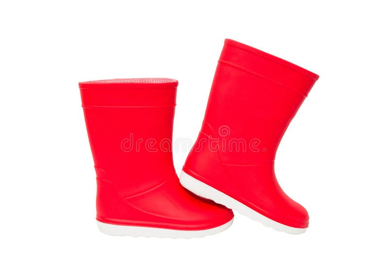 Red rainboots isolated on white background. Rubber boots for kids. Red rainboots isolated on white background. Rubber boots for kids.