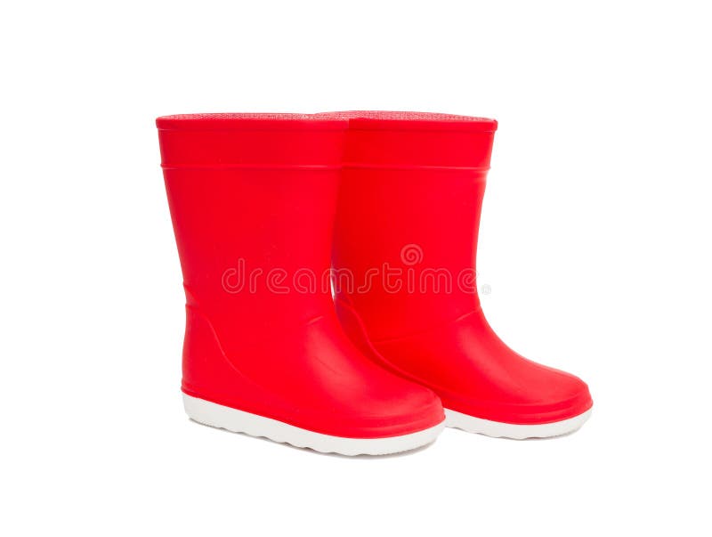 Red rainboots isolated on white background. Rubber boots for kids. Red rainboots isolated on white background. Rubber boots for kids.