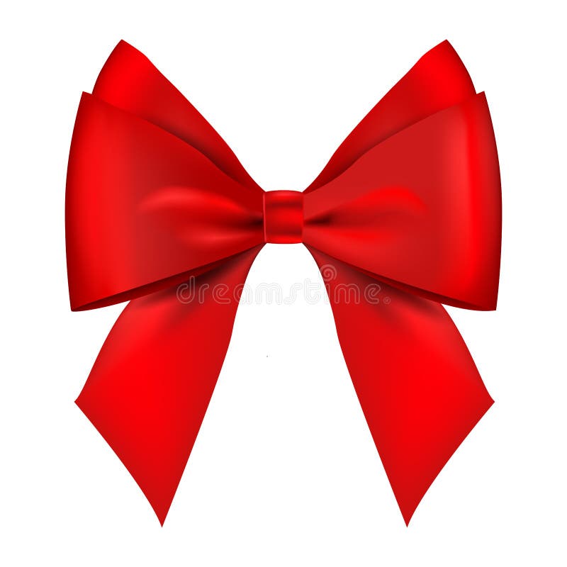 Realistic Red Bow Christmas Shiny Red Satin Ribbon New Year Gift