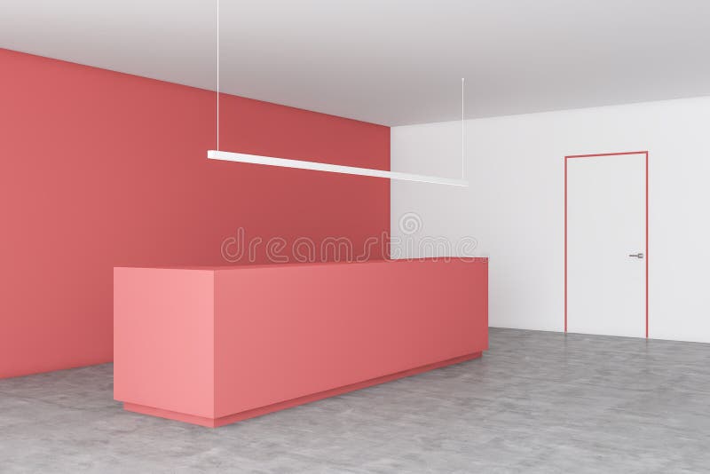 Red Reception Desk In Red Office Corner Stock Illustration