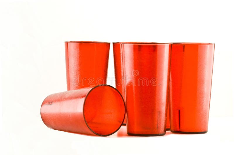 Red Restaurant Glasses stock photo. Image of plastic, four 7626640