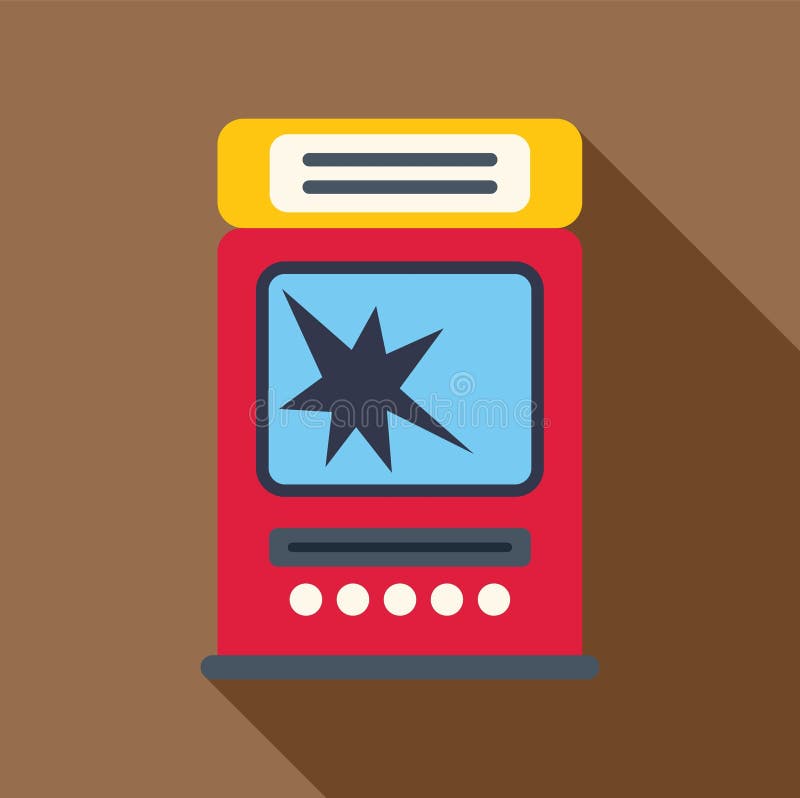 Red retro arcade game machine with broken screen displaying explosion royalty free illustration
